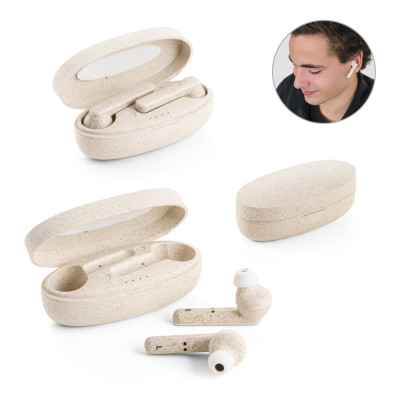 FOURIER. Auriculares sem fios com 3h de autonomia em fibra de palha de trigo e PP